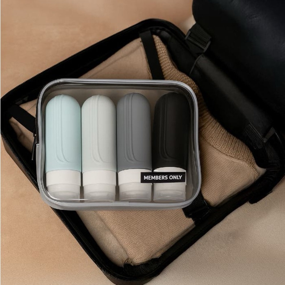 Members Only Travel Bottle Set - Black, Gray, Light Blue